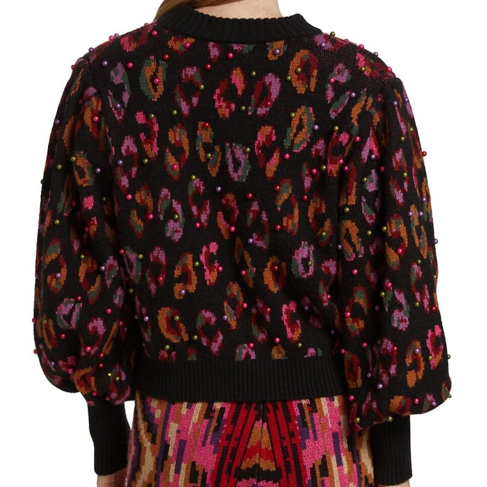 Farm Rio Beaded Leopard Pattern Sweater - Picture 2 of 4